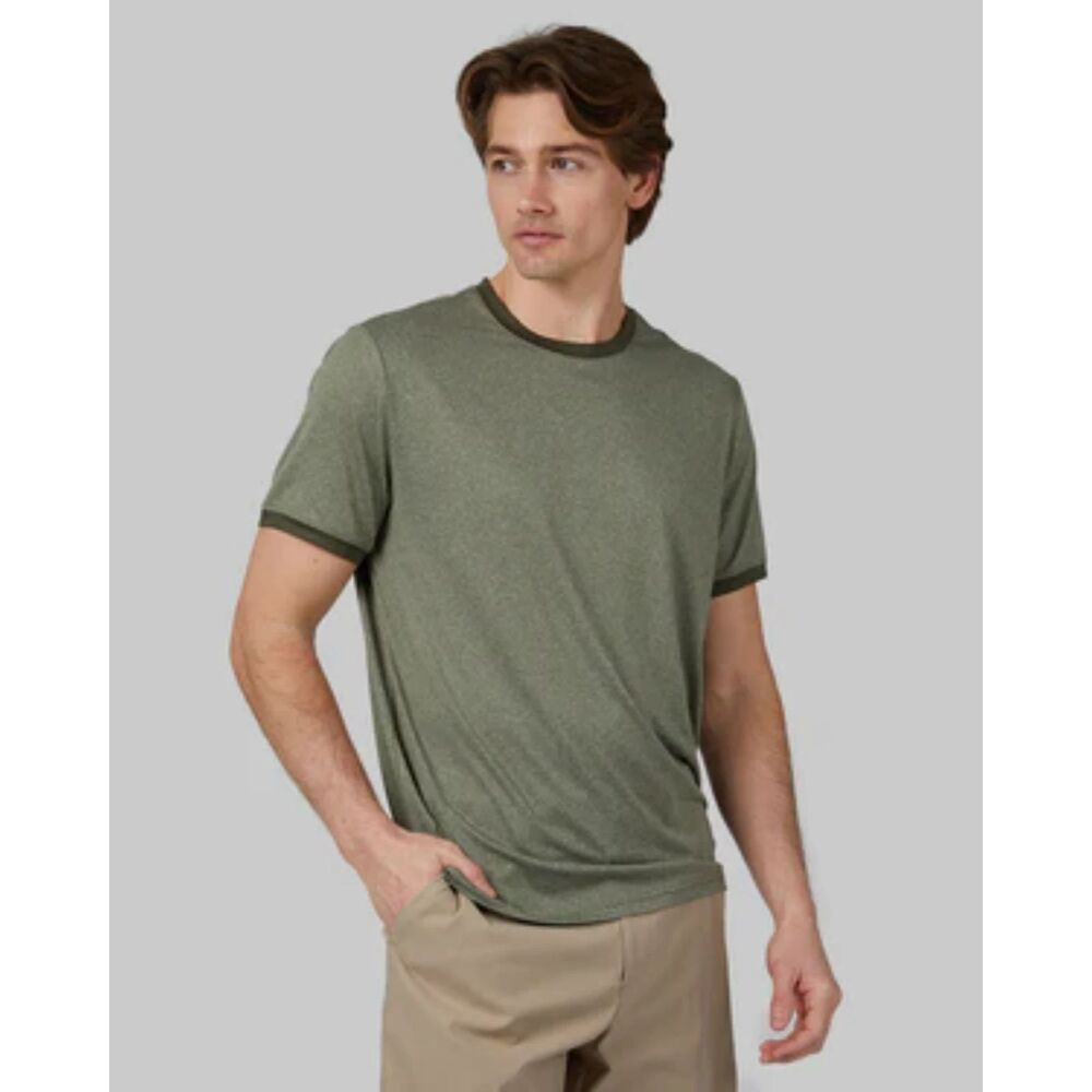 Mens cool ringer T shirt  oregano MED